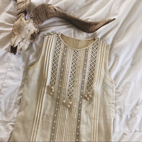 Vintage Dresses & Skirts - VINTAGE/ linen 1950s, 1960s shift dress